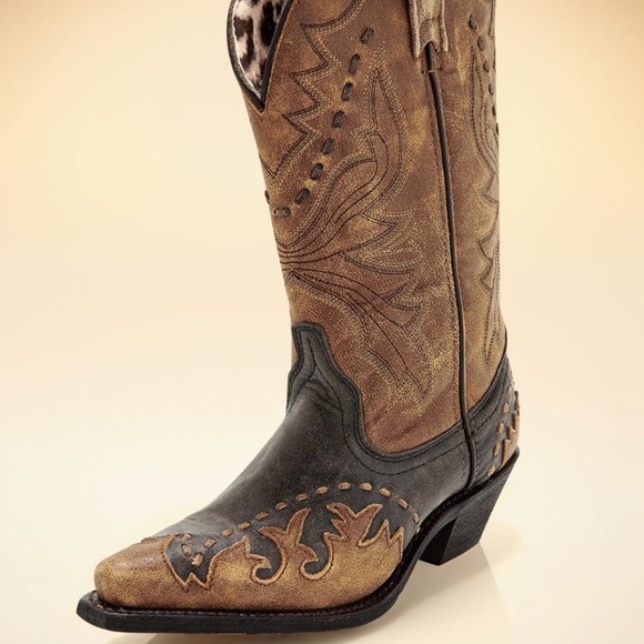 Laredo Shoes - Laredo Western Cowboy 2-Toned Soft Tan Brown Boots